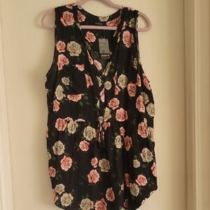 Torrid Black and Pink Floral Blouse